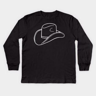 Cowboy Hat Minimal White Western Art Kids Long Sleeve T-Shirt